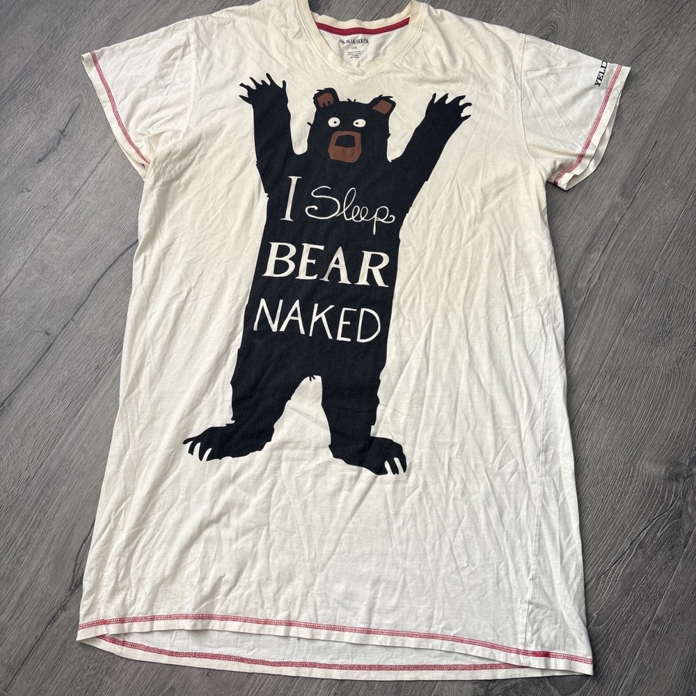 Little Blue House Sleepshirt Nightgown One Size I sleep Bear Naked Yellowstone